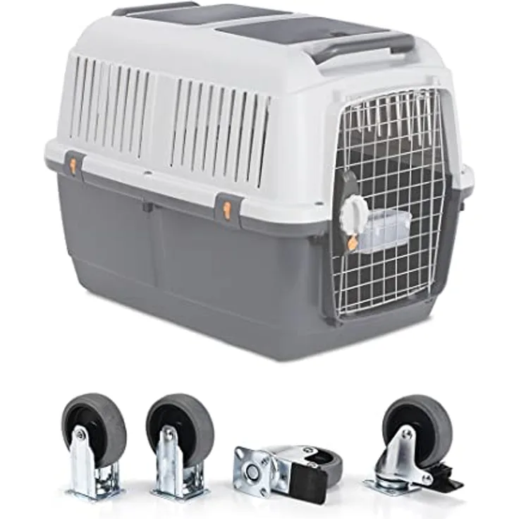 Duvoplus Rollen für Bracco Iata 7, 36 x 17 x 8,5 cm, silberfarben, Transport, IATA-zertifiziert, Hund