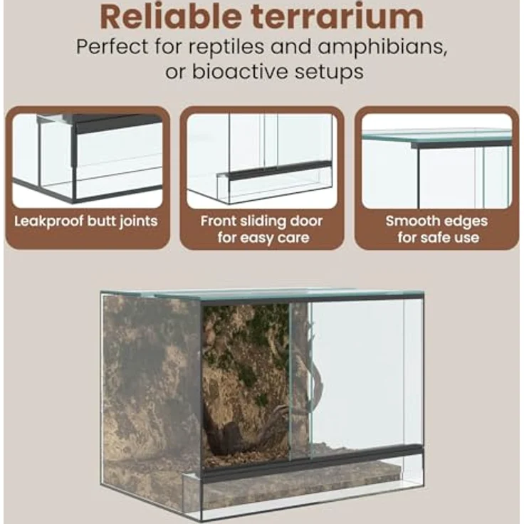 vidaXL Terrarium Transparent 40 x 30 x 30 cm, 360-Grad-Sicht, kratzfestes Glas, vielseitig für Reptilien und Amphibien – Bild 5