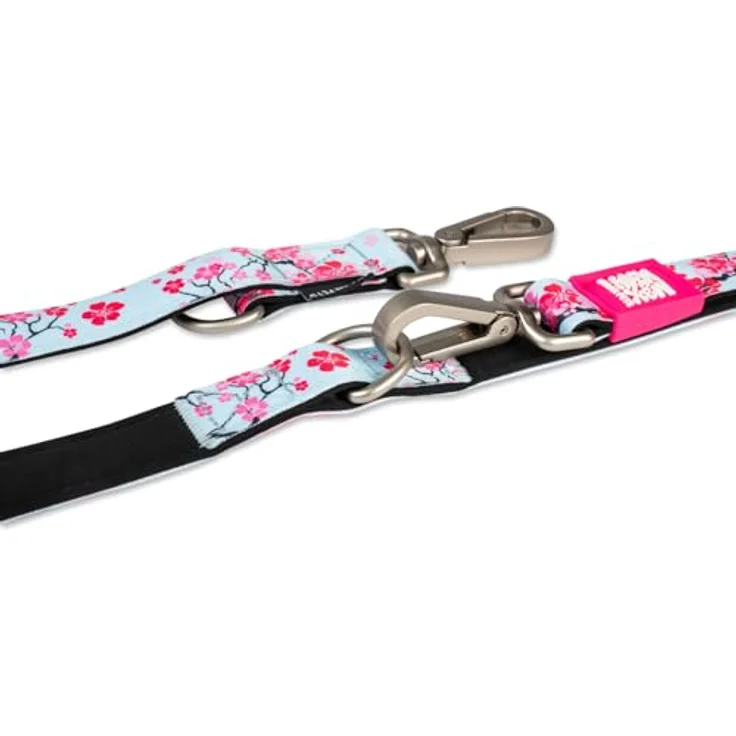 Max & Molly Multifunktions Hundeleine, 2m mit 2 Karabinern, gepolstert, Cherry Bloom, sicher & flexibel, 7 Funktionen – Bild 2