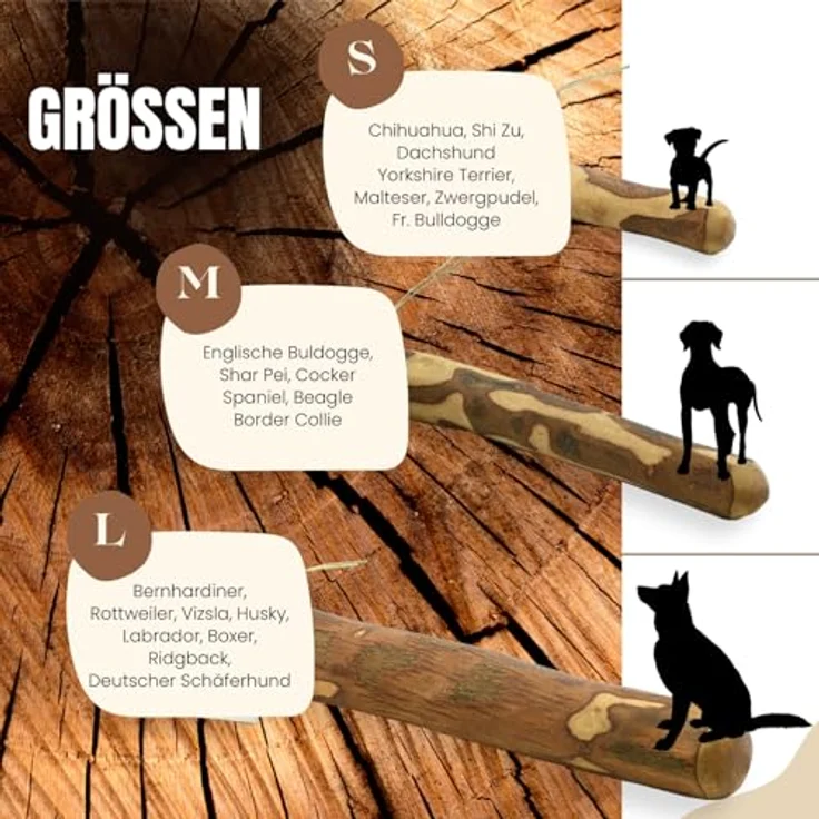 PetLove Kauholz für Hunde aus Olivenholz, Natürlicher Kauknochen für große Hunde > 20kg, Größe L (261-450 g), Nachhaltiges Hundespielzeug & Zahnpflege – Bild 3