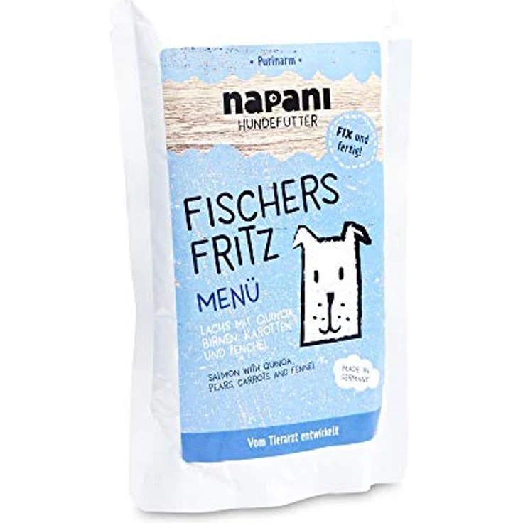 napani Fischers Fritz - Bio Nassfutter für Hunde mit Lachs aus Wildfang & Quinoa, purinarm, schonend gegart, 150g – Bild 1