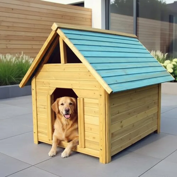 Mucola Wetterfeste XXL Hundehütte aus Holz, 75x115x95 cm, für mittelgroße Hunde, blockhaus-design, großes Eingang 34x44 cm, erhöhte Füße 7 cm, pflegeleicht und hygienisch, outdoor geeignet