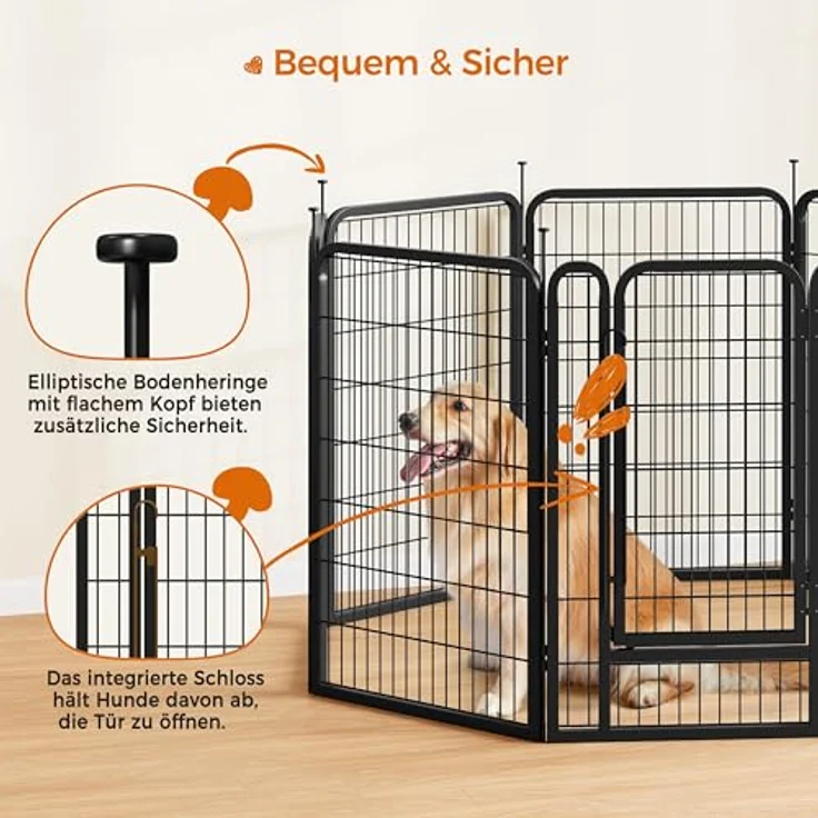Yaheetech Welpenlaufstall 8 Panels, 100 cm hoch, faltbar, robustes Metall, ideal für kleine bis mittelgroße Haustiere – Bild 3