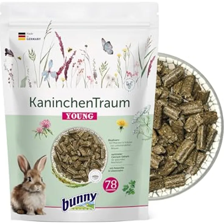 Bunny KaninchenTraum young 1,5 kg, hochwertiges Kleintierfutter mit 20 % Rohfaseranteil und Vitaminen für gesunde Kaninchenaufzucht