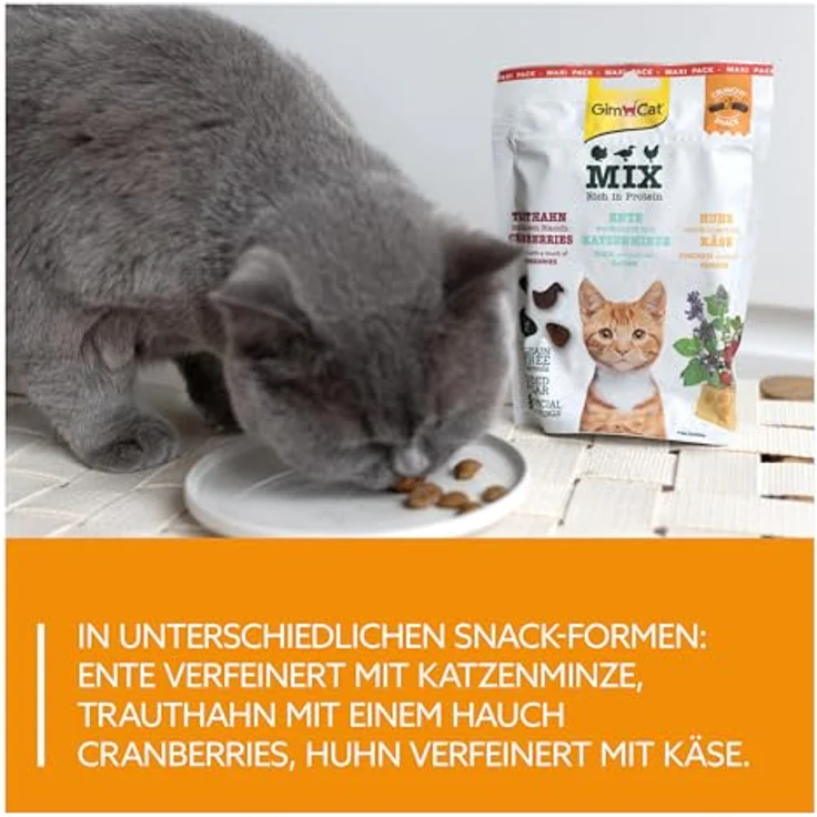GimCat Crunchy Snacks Mix, Knusprige und proteinreiche Katzenleckerli, getreidefrei, 1 Beutel (140 g) – Bild 3
