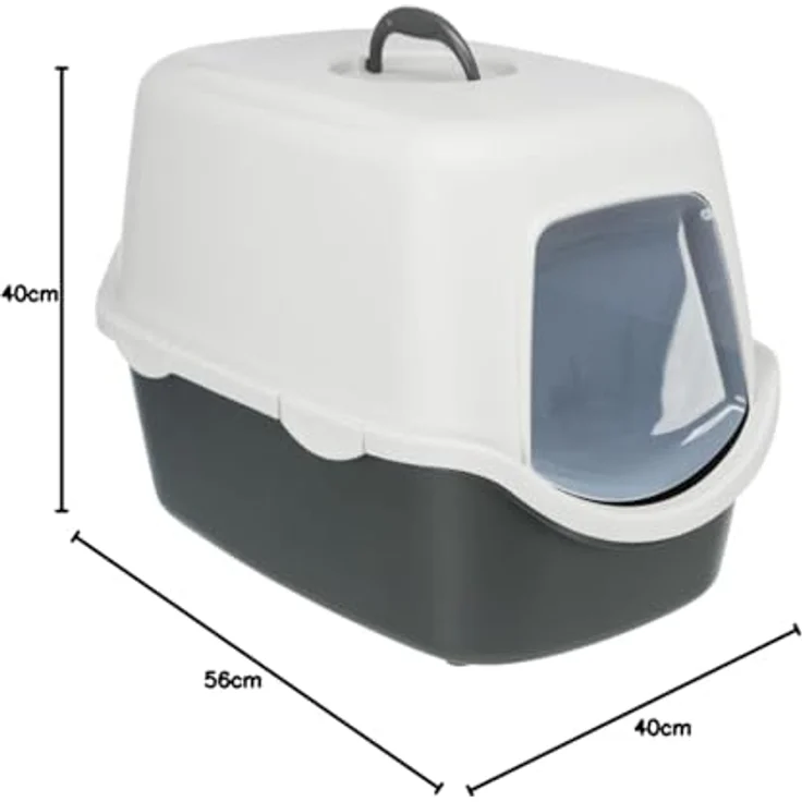 TRIXIE Katzentoilette Vico dunkelgrau/hellgrau, mit Haube und Easy Click-Verschluss – Bild 6