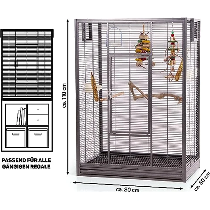 Montana Cages Vogelvoliere New Melbourne I, Antik Edition, für Sittiche und kleine Papageien, ca. 80 x 50 x 110 cm, AVILON Pulverbeschichtet, rustikal und rostbeständig – Bild 2