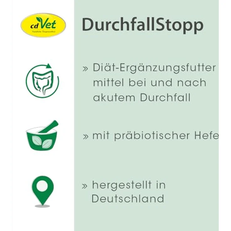 cdVet DurchfallStopp, 91 g Pulver zur Linderung bei akutem Durchfall mit präbiotischer Hefe – Bild 3