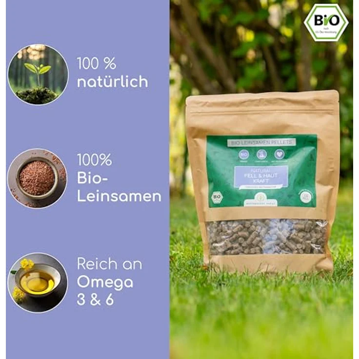 Wolfsbacher Bio Leinsamen Pellets, Fellwechsel Unterstützung für Hunde, Kaninchen und Pferde, reich an Omega-3, natürlich & rein – Bild 3