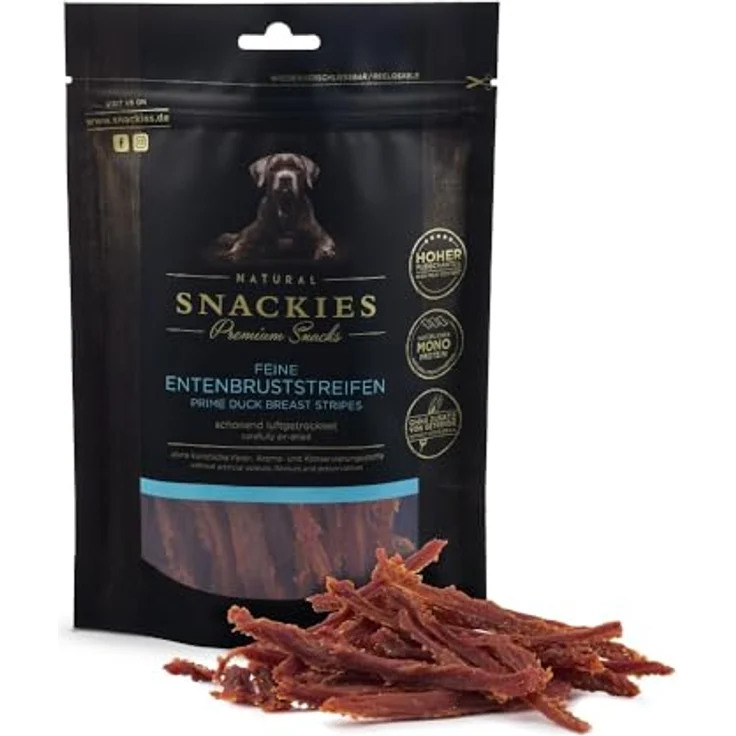 NATURAL SNACKIES Premium Snacks für Hunde, Feine Entenbruststreifen, ohne Getreide und Zucker, luftgetrocknete Leckerli, 180g – Bild 1
