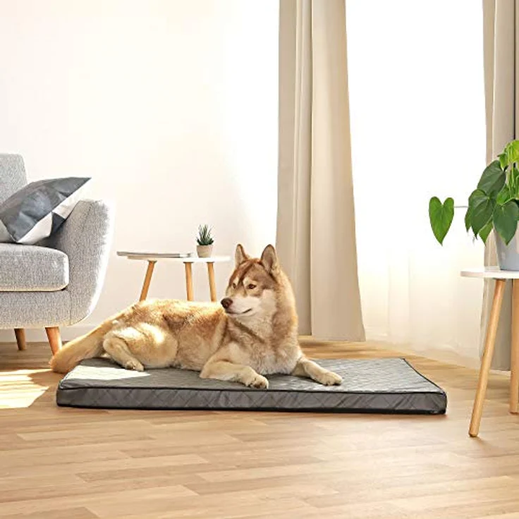 lionto Hundematte orthopädisch, gelenkschonendes Hundekissen mit Memory-Schaumstoff, 118x80 cm, grau, mit abnehmbarem Bezug und Anti-Rutsch-Belag – Bild 2