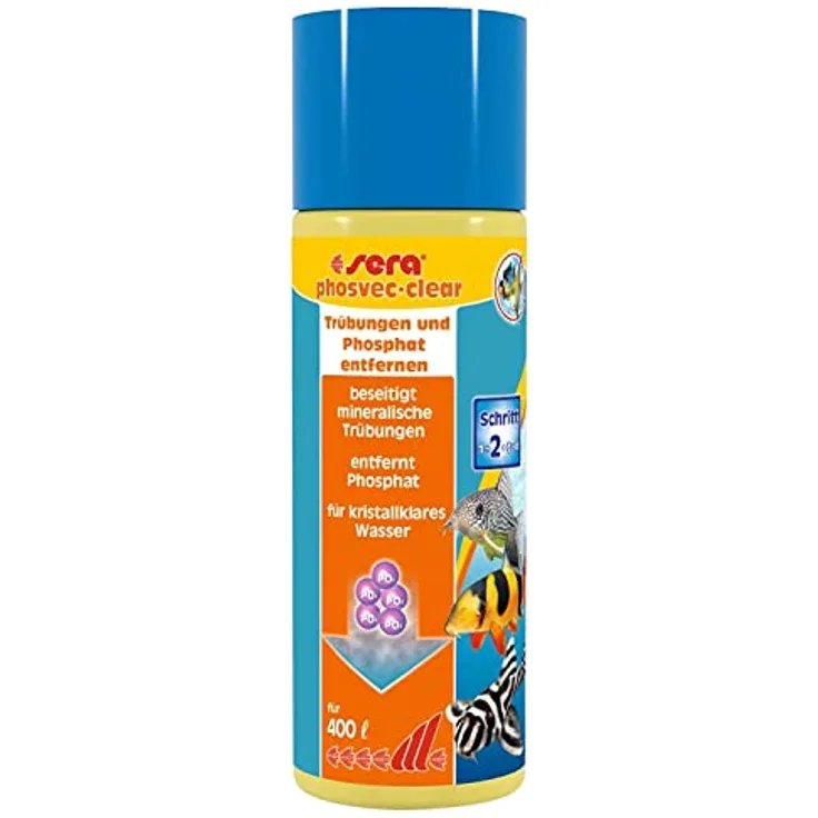 sera phosvec-Clear 100 ml, Wasseraufbereiter für Süß- und Meerwasser, entfernt Trübungen & Phosphat, verhindert Algenwachstum, sorgt für kristallklares Aquarienwasser