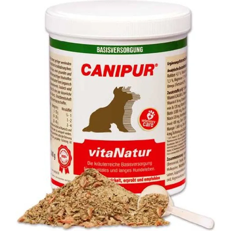 Canipur vitaNatur, Ergänzungsfutter für Hunde zur allgemeinen Versorgung mit Biostoffen, 500g
