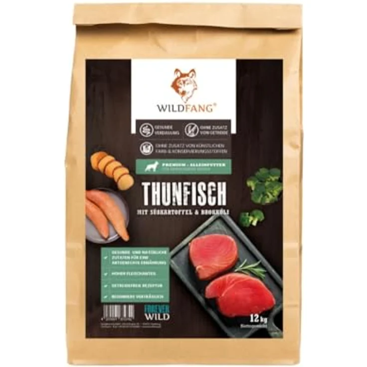 Wildfang® Hundefutter Trocken, Premium getreidefreies Hundefutter mit 50% Fischanteil, Thunfisch & Süßkartoffel, 2 kg – Bild 1