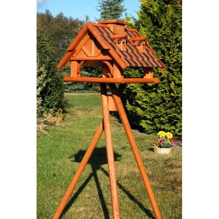 Deko-Shop-Hannusch massives Futterhaus/Vogelhaus mit Ständer, +++imprägniert+++, Holzschindeln, Höhe 1.05m – Bild 1
