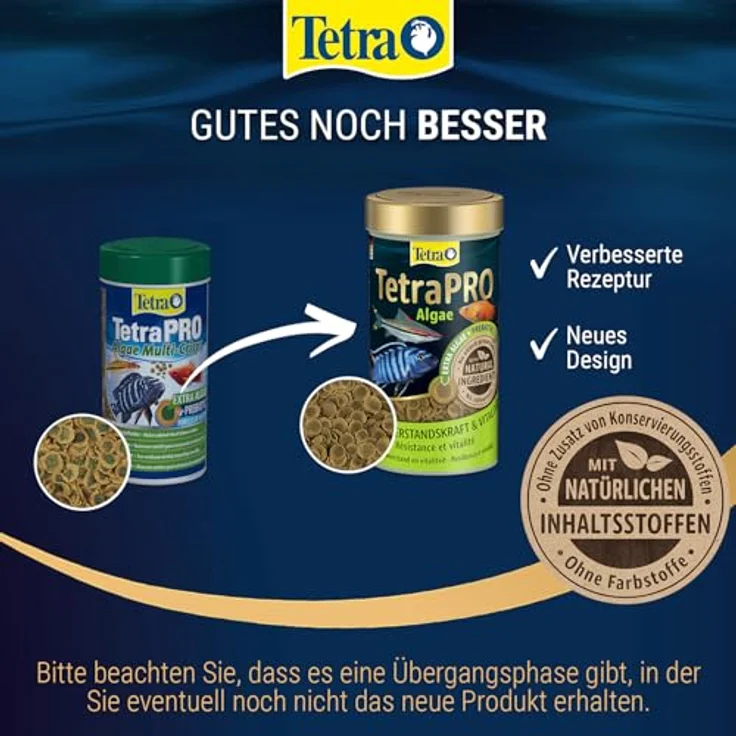 Tetra Pro Algae Multi-Crisps, Premium Fischfutter mit Algenkonzentrat für erhöhte Widerstandskraft, 250 ml Dose – Bild 2