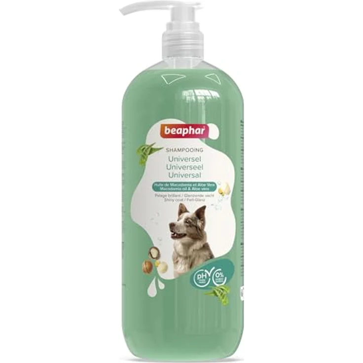 BEAPHAR Universal Fellglanz Shampoo, für Hunde aller Rassen, mit Macadamiaöl und Aloe Vera, pH-neutral, 1L – Bild 1