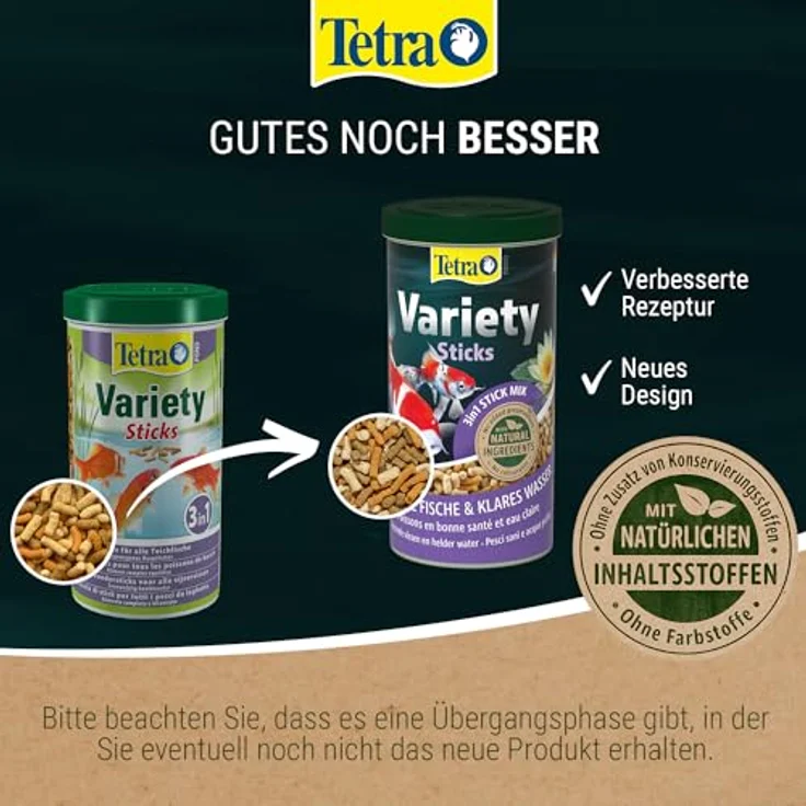 Tetra Pond Variety Sticks, Fischfutter-Mix für Teichfische mit drei verschiedenen Sticks, 25 L Beutel für Gesundheit und Farbenpracht – Bild 2
