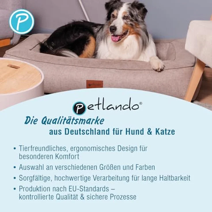 Petlando Hunde-Bett Lima Ortho, orthopädisches Hundebett in Stone, Druckentlastung, abnehmbarer Bezug, waschbar bei 30 °C, Wendekissen mit Fellimitat – Bild 10