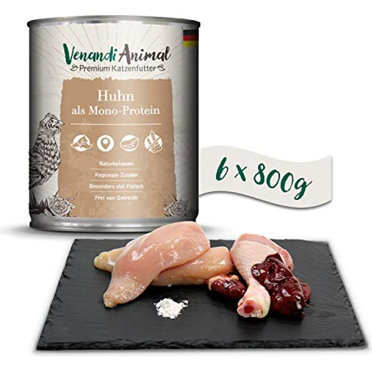 Venandi Animal Premium Nassfutter für Katzen Huhn Monoprotein, getreidefrei, 6er Pack (6 x 800 g) – Bild 4