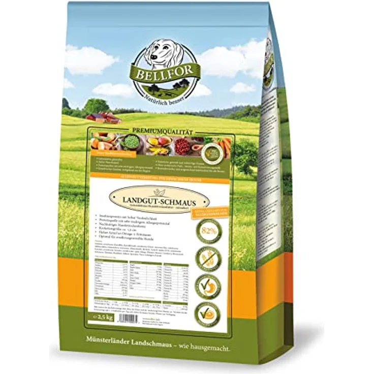 Bellfor Landgut-Schmaus Hypoallergenes Trockenfutter mit Insekten, 2,5 kg - Getreidefrei, reich an natürlichen Vitaminen und Antioxidantien – Bild 1