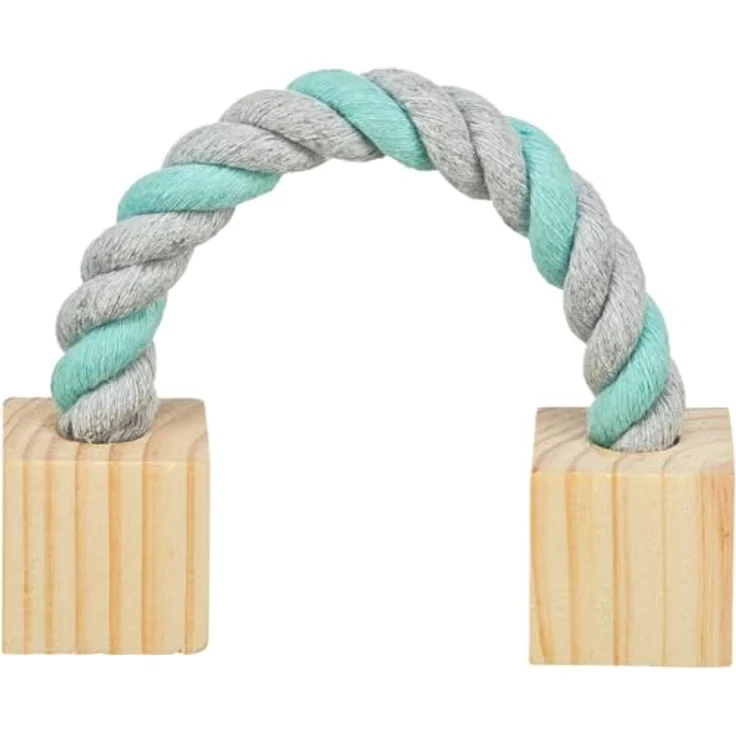 TRIXIE Tier-Beschäftigungsspielzeug Baumwollspielseil mit Holz, Kleintiere, Naturmaterial, 20 cm – Bild 3