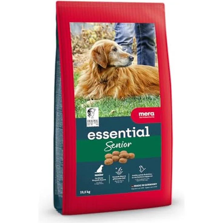 MERA Essential Senior, 12,5kg Hundefutter für ältere Hunde, reich an Geflügel, zuckerfrei, für gesunde Haut und glänzendes Fell