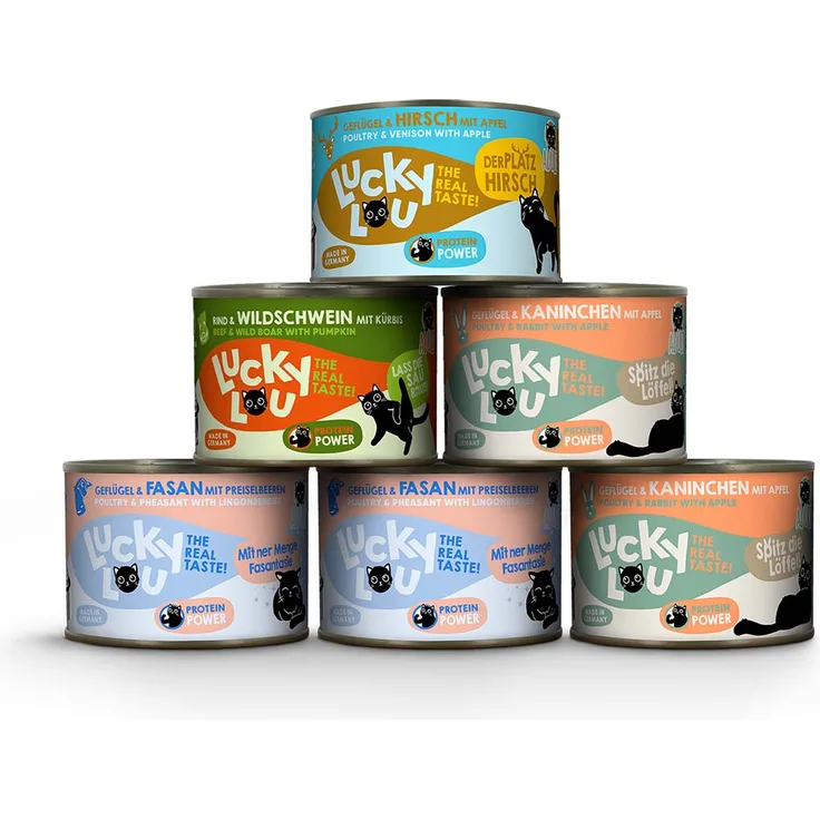 Lucky Lou Lifestage Adult Wild-Mix, Katzen-Nassfutter Mixpaket ohne Getreide und Zucker, 6x200g