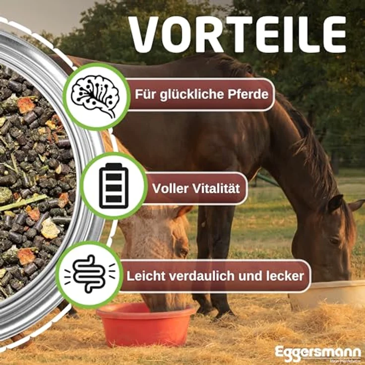 Eggersmann Pferdemüsli Senior getreidefrei, 15kg, energiereiches Futter für stoffwechselkranke Pferde mit Omega-3 und reduzierten Zuckergehalt – Bild 3