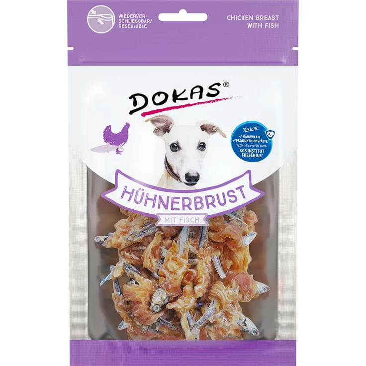 Dokas Hühnerbrust mit Fisch, gesunder Hundesnack, 70g – Bild 1