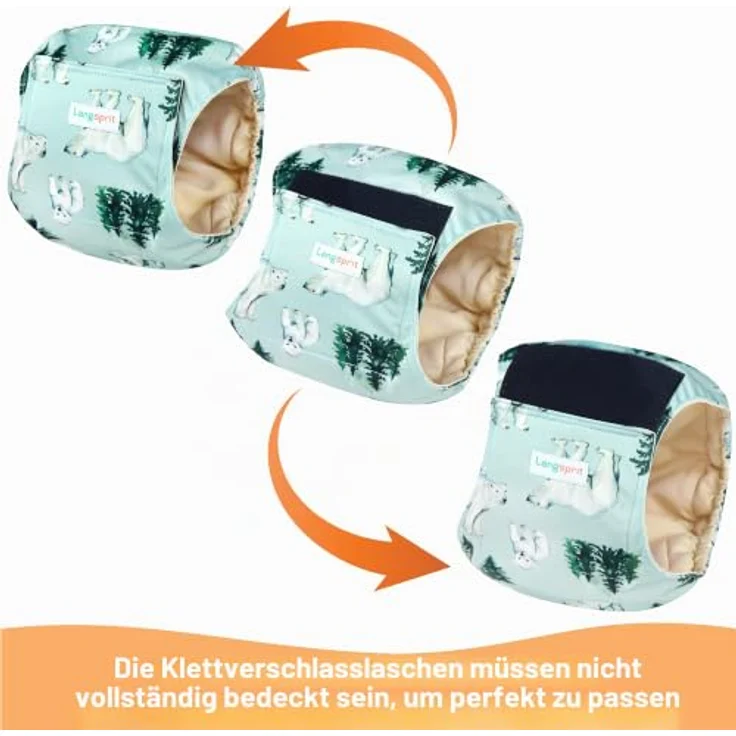 Langsprit Rüdenwindeln, hochabsorbierende waschbare Hundewindeln für männliche Hunde, Größe L, 3 Stück, Muster: Fuchs, Katze, Eisbär – Bild 5