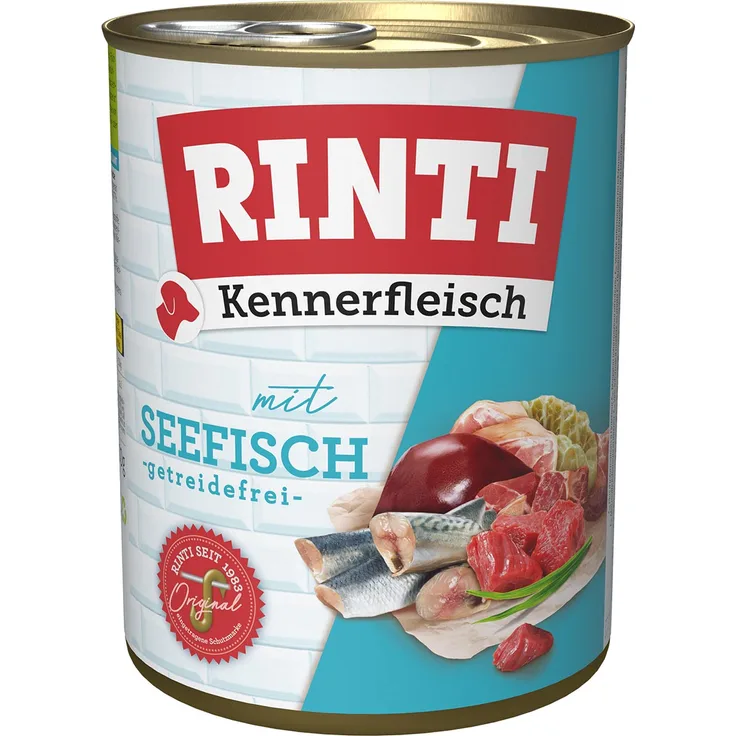 Rinti Kennerfleisch Seefisch, Hunde-Nassfutter mit purem Fleisch, 12x800g