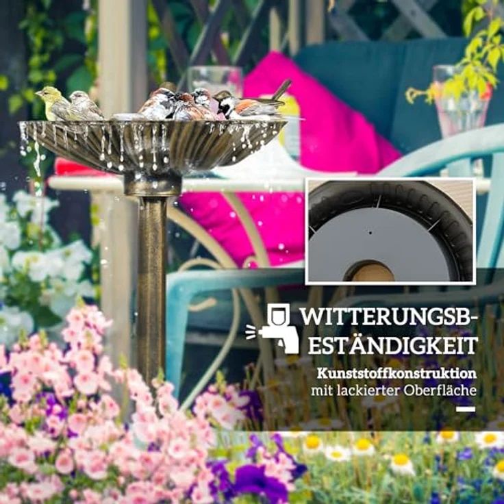 Outsunny Vogeltränke mit 2 Becken, winterfest und frostresistent, Kunststoff in Bronze, 49,5L x 38B x 81H cm – Bild 5