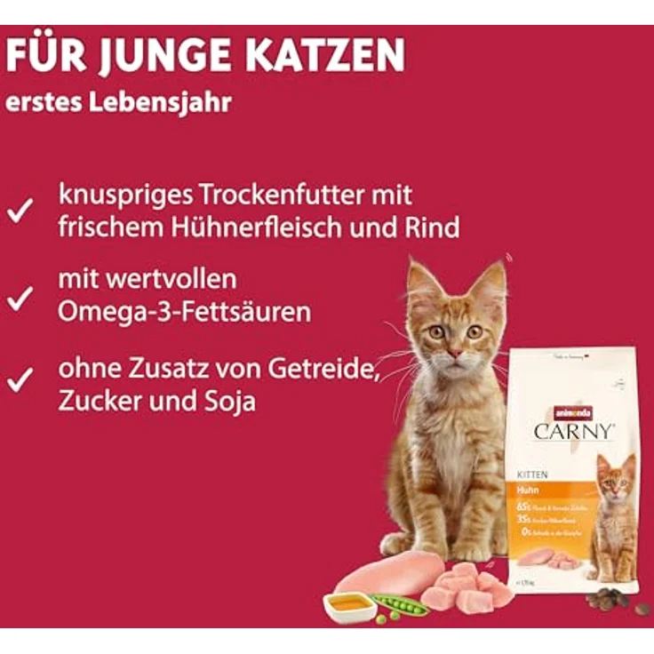 Animonda Carny Trockenfutter Katze Kitten, Huhn, 1,75 kg, ohne Getreide, leicht verdaulich, hoher Fleischanteil – Bild 2