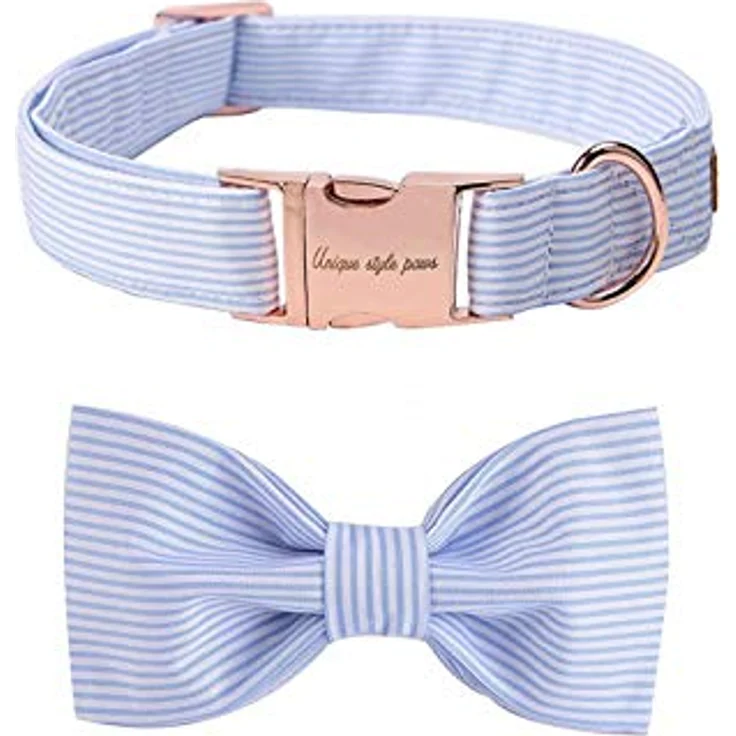 Unique Style Paws Hundehalsband Fliege, verstellbares Baumwollhalsband für Hunde und Katzen, XL-Größe, mit separierbarer Fliege und D-Ring, pflegeleicht – Bild 1