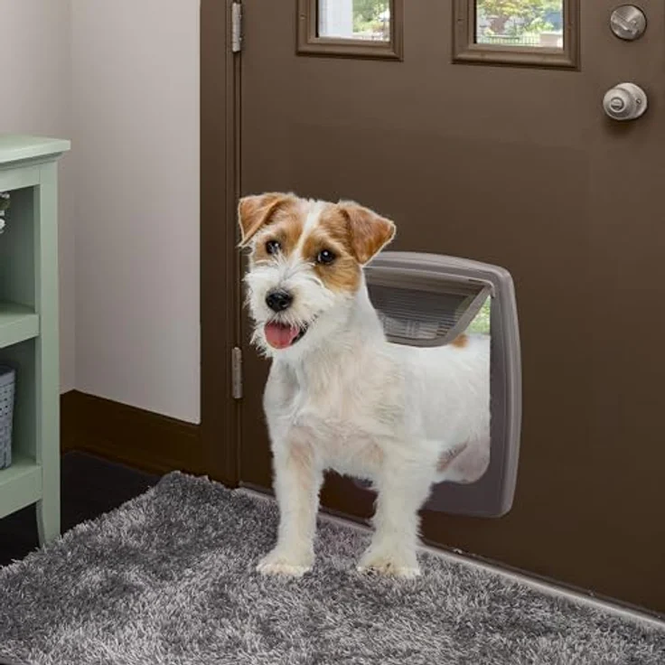 Ferplast SWING 11 Hundeklappe, 4-Wege steuerbare Haustiertür mit Windstopper, für mittelgroße Hunde und Katzen, braun – Bild 3