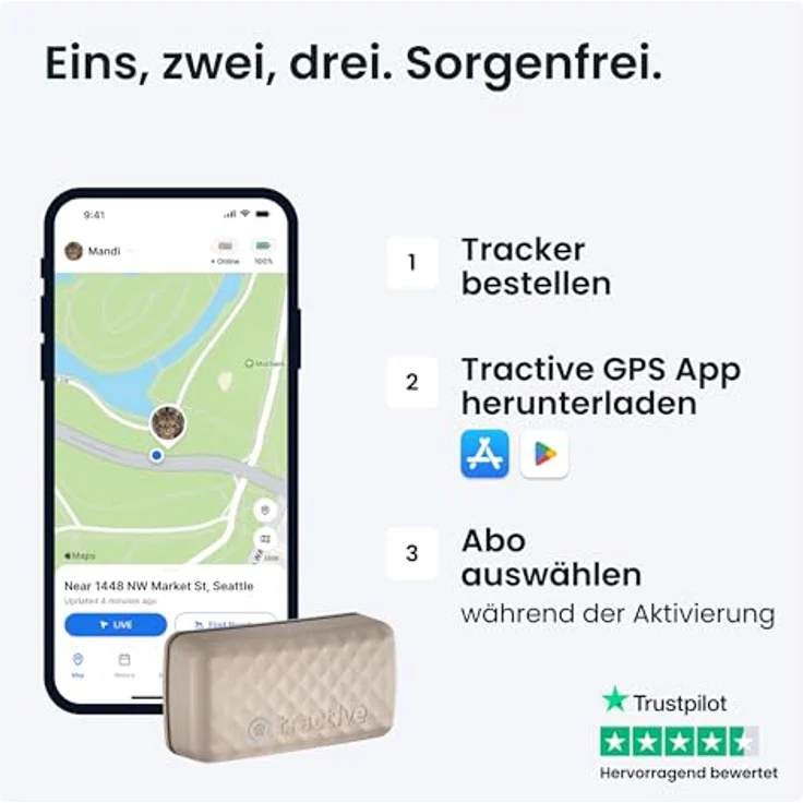 Tractive GPS Mini (One Size, Katze, Allgemein), Halsband + Leine – Bild 7