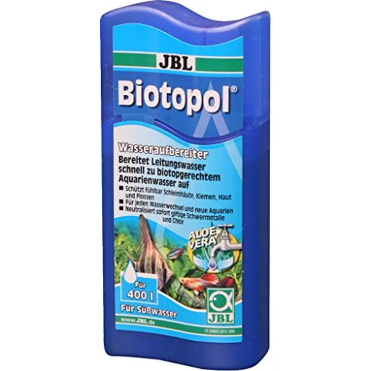 JBL Biotopol Wasseraufbereiter für Süßwasser Aquarien, 100 ml, Neutralisierung von Giftstoffen, mit Aloe Vera und Vitamin B