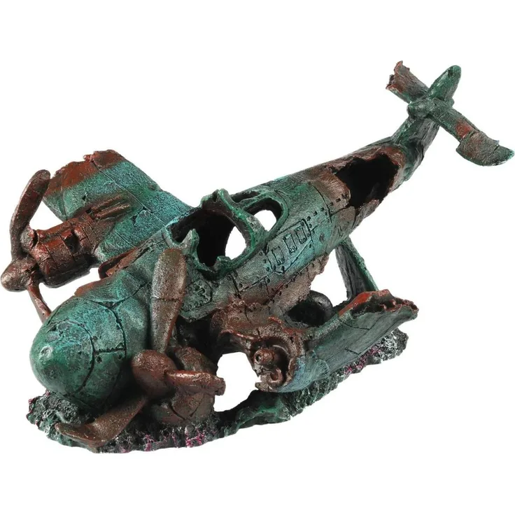 EBI Aqua Della Sunken Plane 2, Aquarium Dekoration in Form eines versunkenen Flugzeugs, langlebig aus Polyesterharz, 18 cm hoch.