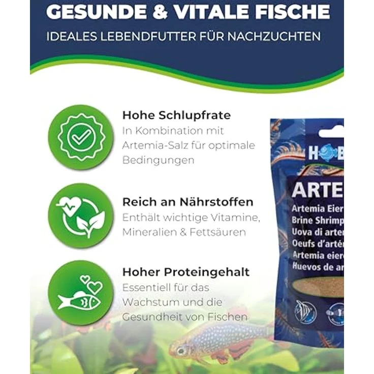 HOBBY Aquaristik Artemia Eier, 150 ml, Lebendfutter zur Zucht von Artemia-Nauplien, nährstoffreiche Ernährung für Aquarienfische – Bild 2