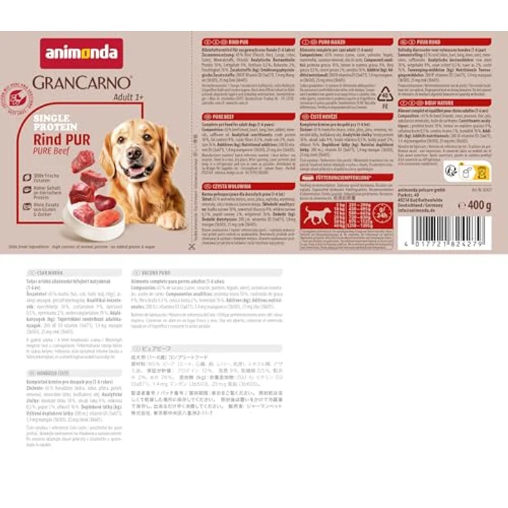 animonda GranCarno single protein Rind pur, Hunde-Nassfutter, 6x400g, hochwertig und ausgewogen, hergestellt in Deutschland – Bild 7