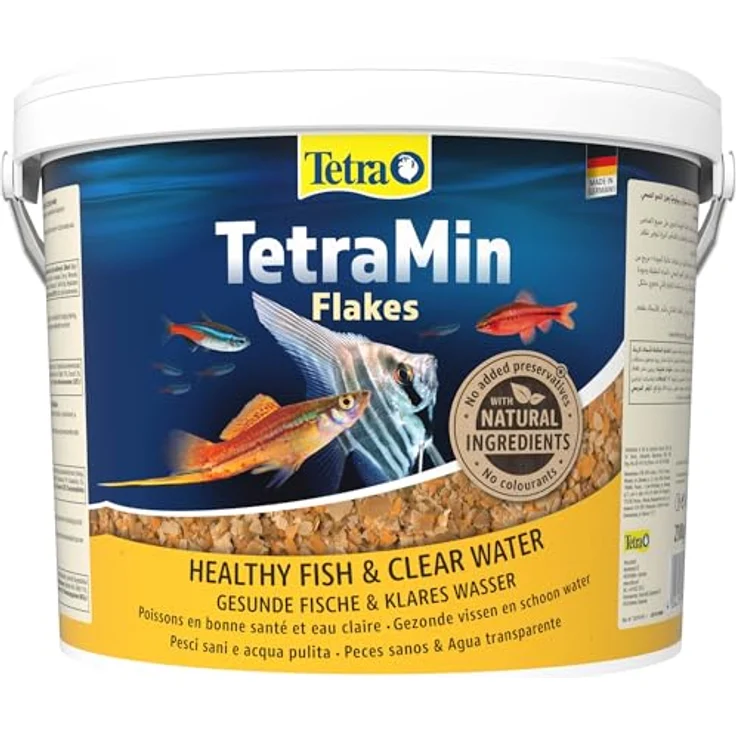 Tetra TetraMin Flakes, Fischfutter in Flockenform für alle Zierfische, ausgewogene Mischung für gesunde Fische, 10 L Eimer – Bild 1
