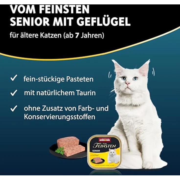 animonda vom Feinsten Senior Katzen-Nassfutter mit Geflügel, 32x100g, ohne Farbstoffe – Bild 2