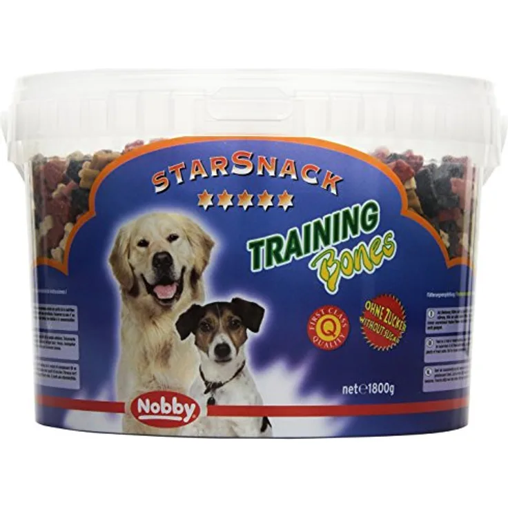 Nobby STARSNACK Training Bones, 1.800 g, 500 Stück, Beliebter Hundesnack mit Fleischgeschmack und Pansen, Lamm-, Wild-, Geflügel-, Rindfleisch und Lachsöl