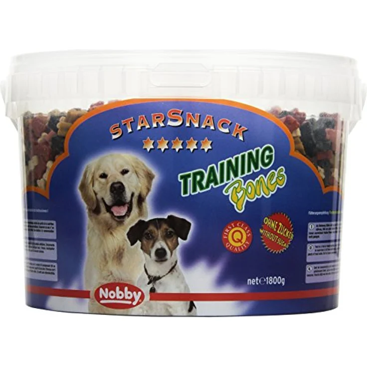 Nobby STARSNACK Training Bones, 1.800 g, 500 Stück, Beliebter Hundesnack mit Fleischgeschmack und Pansen, Lamm-, Wild-, Geflügel-, Rindfleisch und Lachsöl – Bild 1