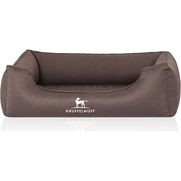 Knuffelwuff Orthopädisches Hundebett Leon, wasserabweisend, Velours, S 70 x 50 cm, graubraun, abnehmbarer und waschbarer Bezug, für große, mittelgroße und kleine Hunde – Bild 2