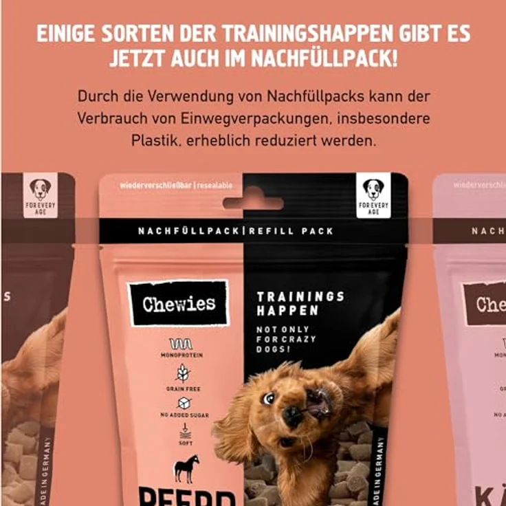 Chewies Monoprotein Trainingshappen für Hunde, getreidefreier Snack mit Pferdefleisch, 300 g, hochverdaulich und ohne Zusatzstoffe – Bild 8