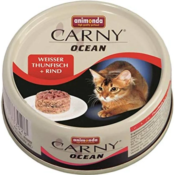 Animonda Carny Ocean, Katzen-Nassfutter mit weißem Thunfisch & Rind, 80 g Dose – Bild 1