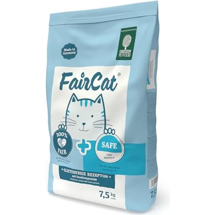 Green Petfood Faircat Safe, Premium Trockenfutter für ausgewachsene Katzen, 7,5 kg, Huhn & Insektenprotein, getreidefrei, mit Beeren & Früchten, Made in Germany