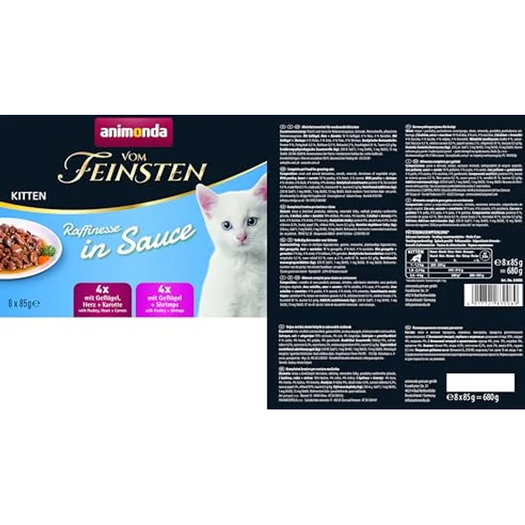 animonda vom Feinsten Premium Kitten Katzenfutter nass Raffinesse in Sauce, 8 Portionsbeutel (8 x 85g), hochwertiges, zuckerfreies Nassfutter mit fleischigen Zutaten – Bild 2